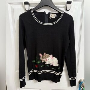 Vintage Rochelle California Bunny Rabbit Embroidered Novelty Sweater small/Med